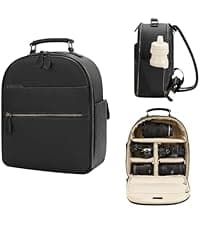 Divvia Small Camera Backpack, Classic PU Leather for DSLR, Professional Camera Bag for Photographers with 11 Inch Pad/Tablet Compartment, 10L Brown