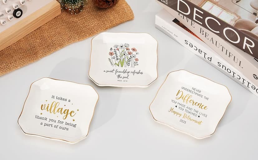 Soul Sister Gift for Women Christian - Sweet Friendship 4.5"X4.5" Floral Ceramic Jewelry Dish Tray - Tricket Dish HEXMOZ Friendship Gifts for Women Friends - Best Friend Birthday Gift Ideas B0FHHBVHR6