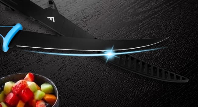 FLISSA Fillet Knife Set, Boning Knife & Bait Knives with Sharpener, Protective Sheath, Belt Clip, Non-Slip Handle, Portable Pouch & Corrosion Resistant Coating Blade, for Fresh or Saltwater (4-Piece)