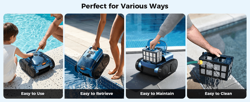 Robotic Pool Cleaner,Cordless Pool Vacuum for Inground Pools,Automatic Pool Cleaner Robot for Pool Floors,Drain Cleaning,Walls,Waterline,2150 Sq.ft,180min Runtime,3H Fast Charging Robot for Spa Pool