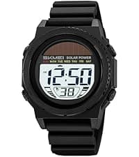 MASTOP Solar Powered Energy Watch for Men Military Digital Multifunctional Led Luminous Indication 2 Time Zone 50m Waterproof Watch Reloj Solar para Hombre