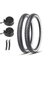 26x2.125 Cruiser Bike Tires: MOHEGIA 2-Pack 26 Inch Folding Tires with Pair Bike Tubes & Tire Levers Replacement Set for Beach Cruiser and Urban Commuting Bicycle