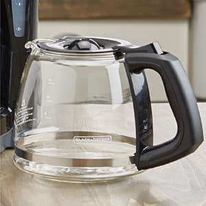 BLACK+DECKER 12-Cup Digital Coffee Maker, Programmable, Washable Basket Filter, Sneak-A-Cup, Auto Brew, Water Window, Keep Hot Plate, Black