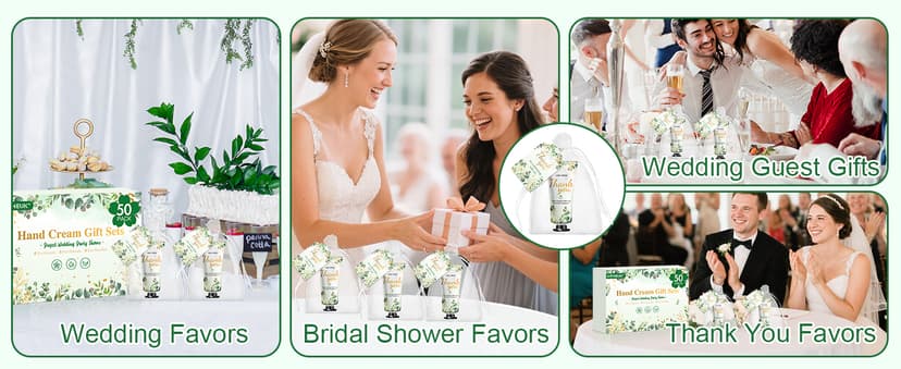 50 Pack Bulk Hand Cream Gifts Sets, Wedding Party Favors, Bridal Shower Gifts and Baby Shower Party Favors for Guests with Organza Bag and Thank You Card, Bulk Thank You Gifts for Women(Eucalyptus)