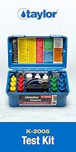 Taylor K2005 High Range Swimming Pool Total and Free Chlorine Bromine Alkalinity Calcium Hardness Base and Acid Demand pH DP Test Kit