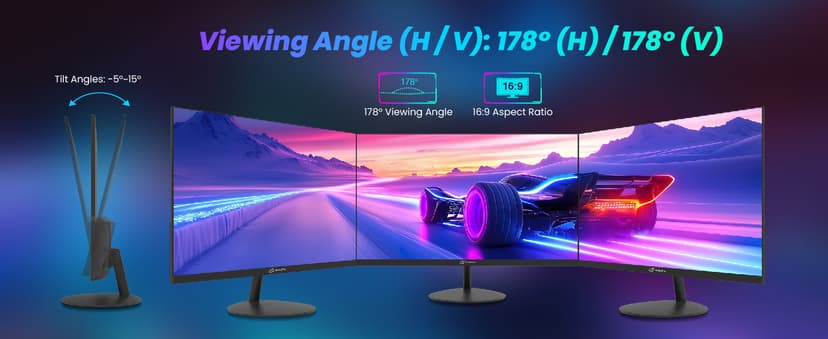 ArcticPro 22 inch 100Hz Monitor, Full HD (1920 x 1080p) Computer Monitor, 105% sRGB, 3000:1 Contrast, 3-Sided Frameless, Ultra Slim, VESA, LowBlue Mode, Tilt Adjust, HDMI *1, VGA*1