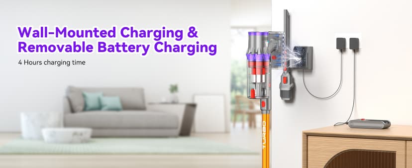 Coovy SU7 Cordless Vacuum Cleaner 580W 50Kpa 80 Minutes Runtime Stick Vacuum with Touch Screen Anti-Tangle Wireless Powerful Lightweight LED Vac for Home Pet Hair Carpet Hardwood, Gold