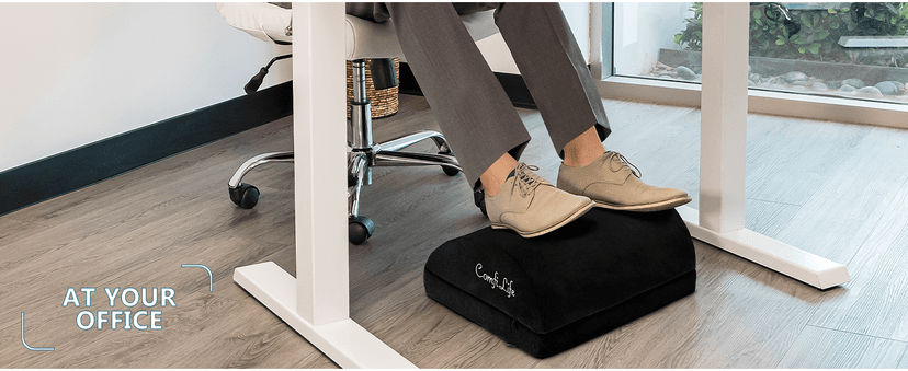 ComfiLife Foot Rest for Under Desk at Work – Adjustable Desk FootRest for Office Chair, Gaming Accessories – Ergonomic Teardrop Design for Back, Hip & Leg Pain Relief – 100% Memory Foam (Black)