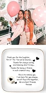 PUDDING CABIN PUDDING CABIN 3 Best Friend Birthday Gift for Women, Ring Dish - If You're Alone, I'll be Your Shadow. If You Want to Cry, I'll be Your Shoulder... Trinket Dish Gift for Female Friends Bestie Gifts