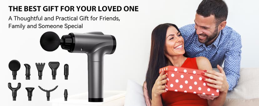 Massage Gun Deep Tissue, Handheld Electric Muscle Massager, High Intensity Percussion Massage Device for Pain Relief with 9 Attachments & 30 Speed(Grey)