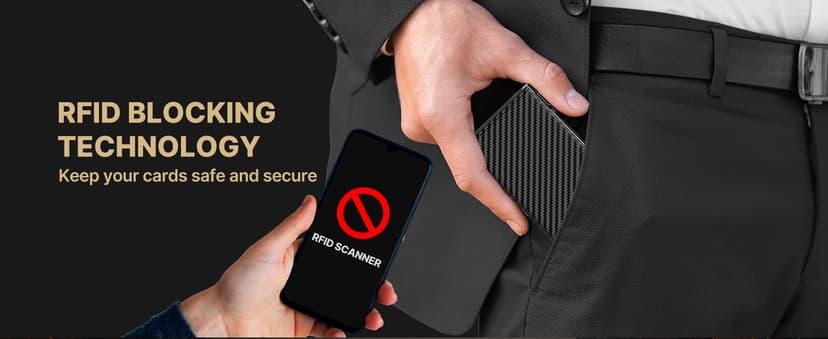 typecase Mens Wallet Card Holder: Pop Up Aluminum Case, Genuine Leather, Smart, RFID Blocking, Slim, Minimalist, Front Pocket - 9-14 Card Capacity | ID Window | Cash Slot (Carbon Fiber)