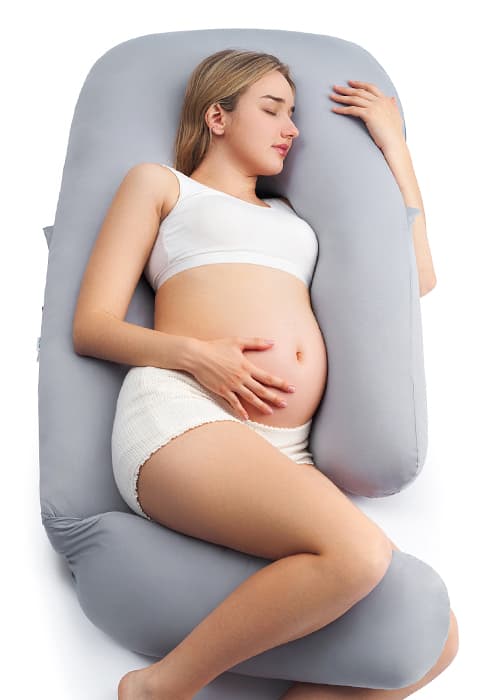 Removable Cover, Support for Back, Legs, Belly, Hips for Pregnant Women, Side Sleeper, Pregnancy Gifts & Essentials, 57 Inch Momcozy Cooling Pregnancy Pillow - U Shaped Full Body Maternity Pillow B09V4C1GDF