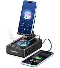 Cell Phone Stand with Wireless Bluetooth Speaker and Anti-Slip Base HD Surround Sound Perfect for Home and Outdoors with Bluetooth Speaker for Desk Compatible with iPhone/ipad/Samsung Galaxy