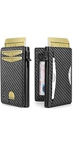 RUNBOX Mens Business Card Holder, Slim Card Wallet for Men and Women, Minimalist RFID Blocking Wallet with Pop-Up Function, Thin Design, Metal Cases Holds 6+6 Cards, Gifts for Men, Men's Accessories