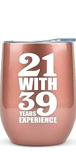 KLUBI 50th Birthday Gifts for Women Funny - 12 Ounce 21 with 29 years Experience Wine Glass 50th Birthday Gifts for Her, 50 Year Old Gift, 1975 Birthday Gifts For Women Turning 50