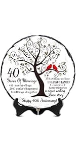 25th Wedding Anniversary Slate Sign – Silver Anniversary Wedding Gifts for Parents, Grandparents or Couple – Elegant 5.9 Inches Plaque – 25 Years of Marriage Celebration Decoration