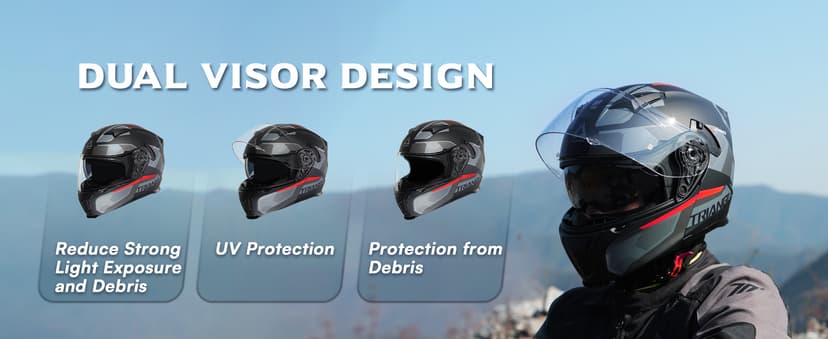 TRIANGLE Modular Motorcycle Helmets for Men Flip Up Full Face Helmet Dual Visor with Internal Sunshield DOT Approved