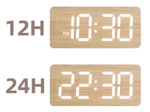 uscce Wooden Digital Alarm Clocks for Bedrooms: Dimmable Dual Alarm Clock with Large Numbers for Bedside Desk - Loud Alarm for Heavy Sleepers with Volume Control - Wood Decor & Gifts