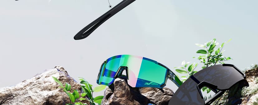 QALLY Polarized Sports Sunglasses for Men, UV400 Protection Mens Sunglasses Wrap Around Sun Glasses for Cycling Running