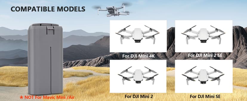 2-Pack Mini 4K Intelligent Flight Battery for DJI Mini 2 / SE / 4K/ 2 SE Drone 2400mah Upgraded Drone Battery Replacement Parts, Up to 31 Minutes of Flying Time