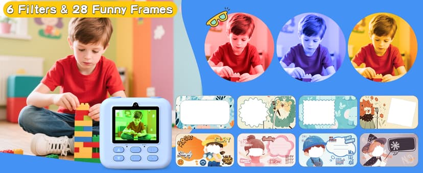 Kids Instant Digital Cameras for Boys and Girls, 1080P HD Dual-Lens Selfie Digital Camera with Print Paper & 32G Card, Christmas Birthday Gifts Toys for Toddler and Teenagers Age 3-16 Years Old