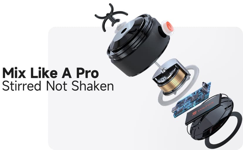 VOLTRX Electric Protein Shaker Bottle - USB Rechargeable Mixer Cup for Shakes and Meal Replacements, BPA-Free Tritan, 24oz