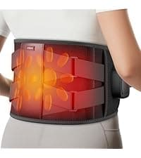 Comfytemp Cordless Heating Pad with Massager for Back Pain Relief, Portable Lower Back Massager Wearable, Birthday Gifts for Dad Mom Men Women Elderly, Rechargeable Period Cramps, 3 Heat Auto-Off, 58"