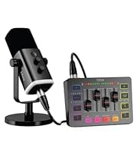 FIFINE Gaming Audio Mixer, Streaming RGB PC Mixer with XLR Microphone Interface, Individual Control, Volume Fader, Mute Button, 48V Phantom Power, for Podcast/Recording/Vocal/Game Voice-AmpliGame SC3