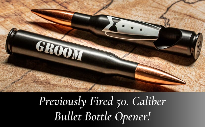 Engraved 'GROOM' 50 Cal Bottle Opener - Wedding Gift for Groom