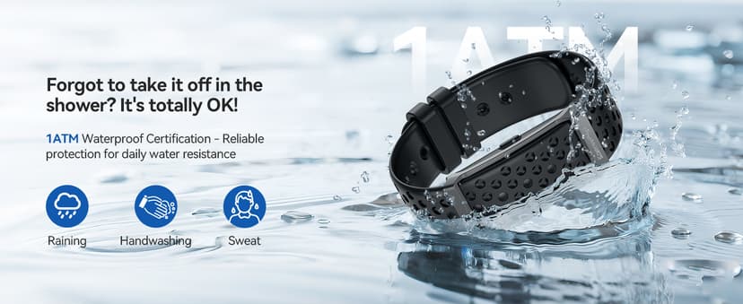 Smart Bracelet, Wearable Activity & Fitness Tracker Band, 24H Sleep Tracker, All-Day Continuous Heart Rate Blood Pressure Stress HRV Monitor, 173 Sport Modes Smart Wristband with Free APP Black