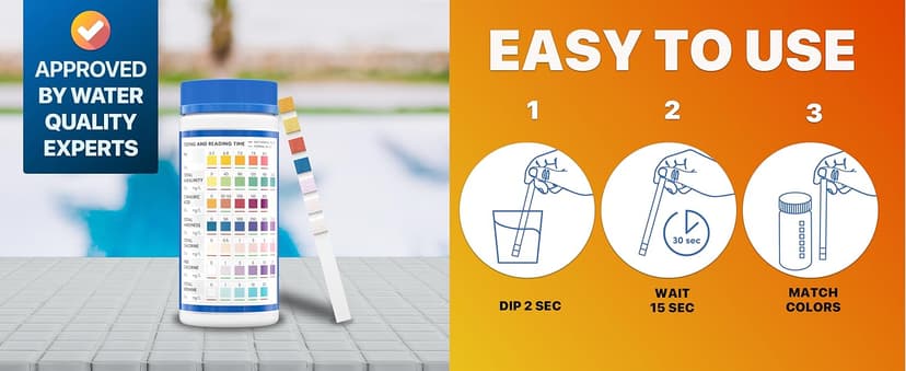 All-New Pool and Spa Test Strips 7 in 1 Quick SuperAccurate Swimming 150 Pool Test Kit - Hot Tub Test Strips & Pool Water Testing Strips for pH Chlorine Bromine Hardness Alkalinity Cyanuric Acid