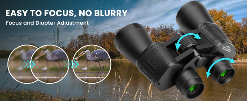 20x50 High Powered Binoculars for Adults, Waterproof Compact Binoculars with Low Light Vision Easy Focus for Bird Watching Hunting Travel Stargazing Cruise with Carrying Bag