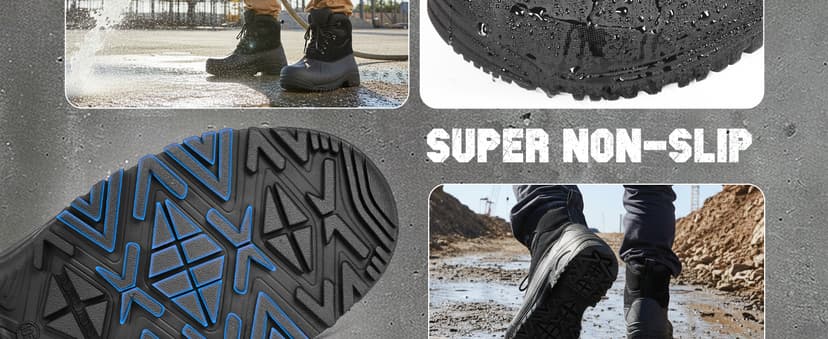 Furuian Insulated Winter Snow Steel Toe Work Boots for Men Waterproof Non Slip Duck Boots for Men Warm Safety Industrial Work Shoes
