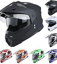 1Storm Dual Sport Motorcycle Motocross Off Road Full Face Helmet Dual Visor: HF802
