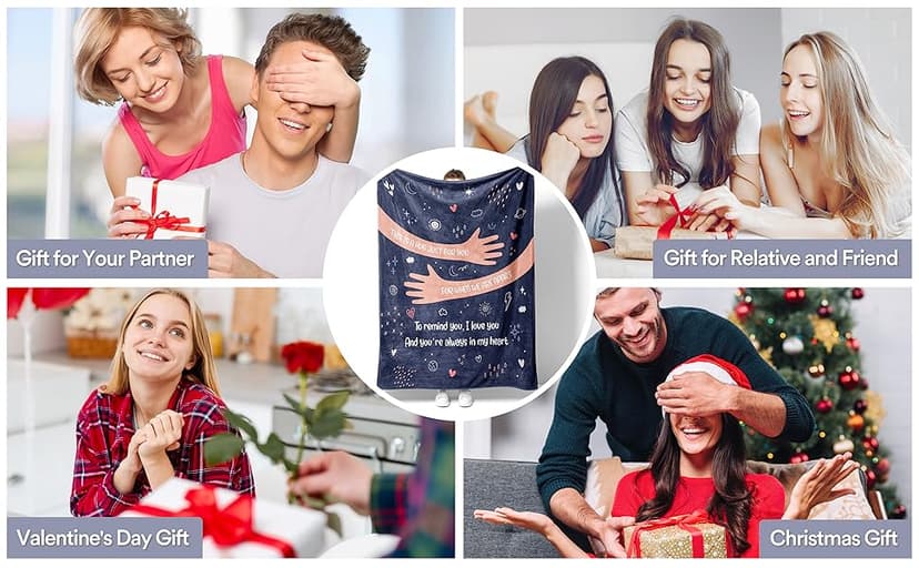 Craftique I Love You Gifts for Him Her - Soft Blanket with Love Hug - Long Distance Relationship Gifts, Anniversary/Birthday Gift for Boyfriend Girlfriend Friend
