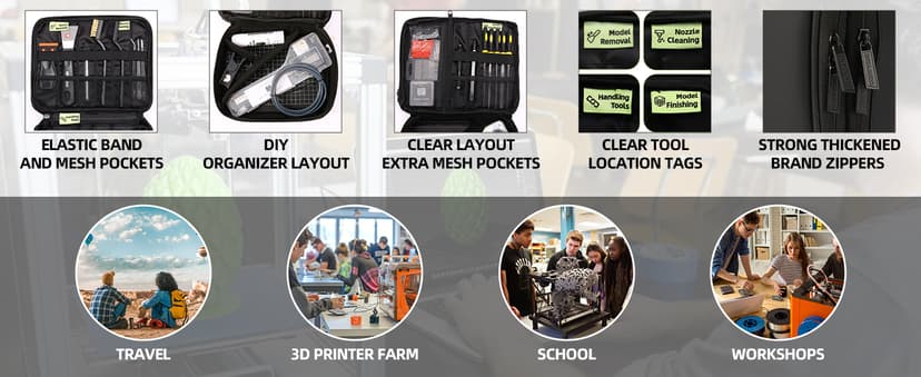 76pcs 3D Printer Tools Kit with Bag, 3D Printer Accessories includes Digital Caliper, Hygrometer, PTFE Tube Kit, Deburring Tool, Scrapers, Nozzle Cleaning, for Bambu Lab, Ender 3, FDM/SLA Printers etc