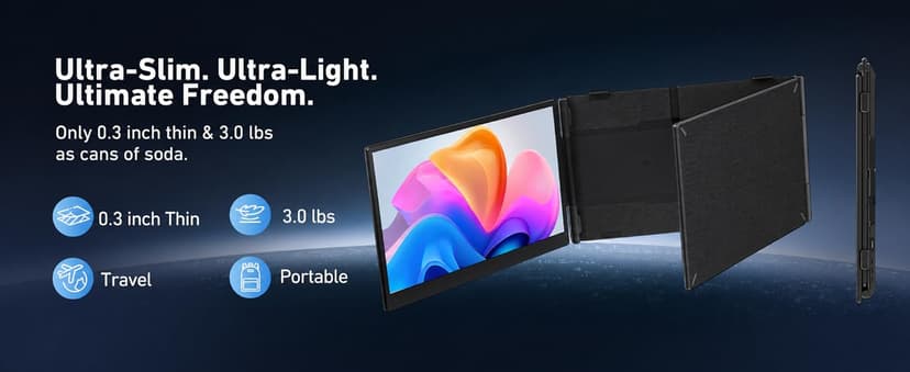 Vixtan 14" Triple Laptop Screen Extender, 3.0 lbs Lightweight FHD IPS Portable Monitor for Laptop, USB-C Plug & Play Multi Screen Attachment for 13-17.3" laptops with Windows/Mac/Chrome
