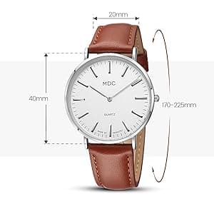 Infantry MDC Mens Minimalist Watch - 6.5mm Ultra Thin Business Casual Wrist Watches for Men,Big Face Analog Quartz Watch with Brown Leather Band, Professional Man's Gift