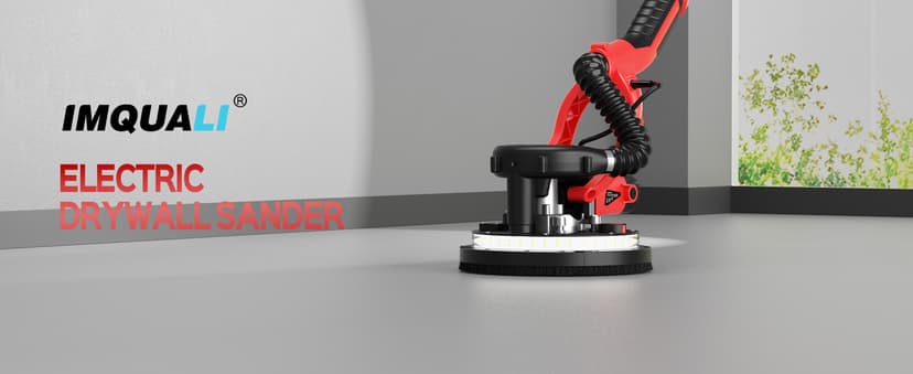 Drywall Sander, 2025 Upgraded 8-Amp Popcorn Ceiling Removal Tool with 7 Variable Speed 800-1800RPM, Drywall Sander with Vacuum Dust Collector with Extendable Handle, LED Light, 12pcs Sanding Discs,Red