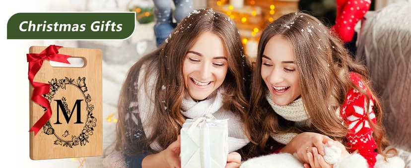 Personalized Cutting Board, Initial Birthday Gifts for Women Wedding Gifts for Couple, Monogrammed Engraved Bamboo Wood Kitchen Gifts, Unique Gift for Christmas Anniversary Housewarming(Letter M)