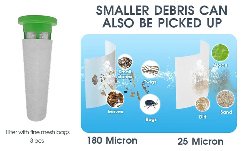 3 in 1 Rechargeable Pool & Spa Hot Tub Vacuum Cleaner - Dual Mode & Magnetic Drive System, 25µm Ultra Fine Mesh Filters for Hot Tub, Small Above Ground Pools - 90 Mins, Oil Absorbers, Poles