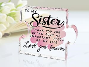 Sister Birthday Gifts, Big Sisters Gift Ideas from Sister, Unique Acrylic Puzzle Plaque Sister Gift Baskets Stuffers for Women Easter Birthdays Wedding