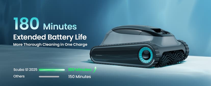 (2025 Upgrade) Aiper Scuba S1 Robotic Pool Cleaner, Wall & Waterline Cleaning, Double Filtration, Extended 180-Min Battery Life, Smart Navigation, App Support, OTA Upgrade