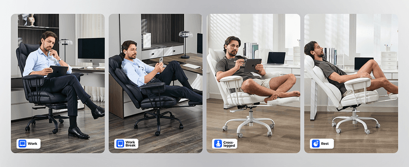amseatec Big and Tall Office Desk Chair - Wide Ergonomic Executive with Footrest, High Back Lumbar Support Reclining Gaming Computer Chair for Heavy People (Black)