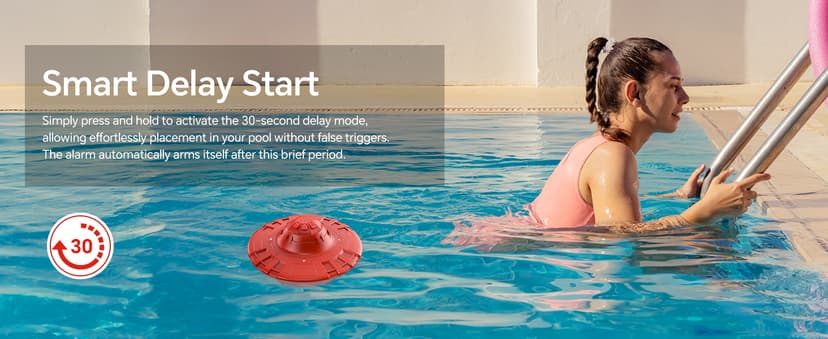 Pool Alarm, Floating Pool Safety Alarms for Inground & Above Ground Pools – Loud 110dB Alert, Adjustable Sensitivity, Protection for Kids & Pets (Hot Red)