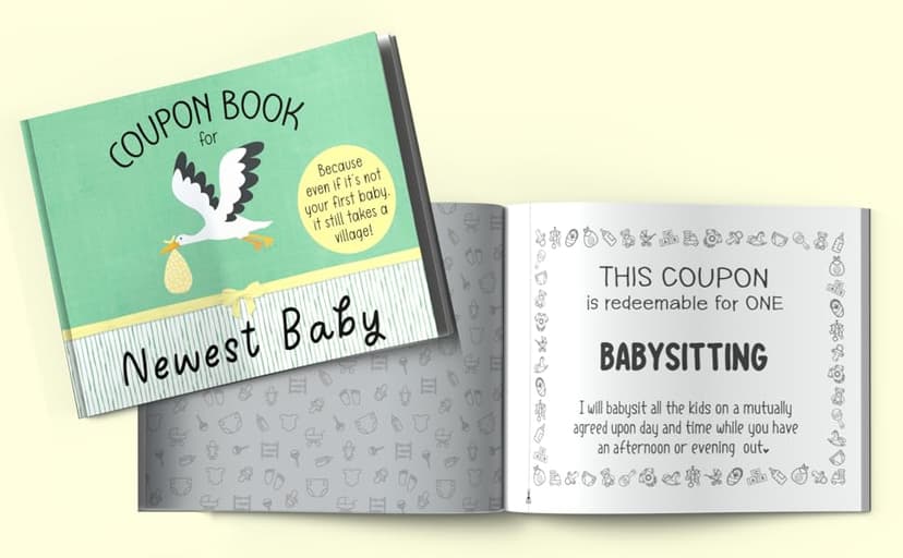 Coupon Book for Newest Baby: Gift for Second Baby | 10 Pre-Filled + 5 Blank Vouchers | Baby Shower or New Baby Gift