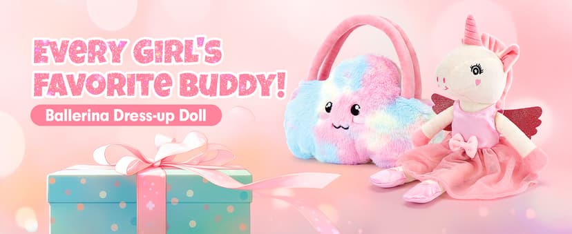 Ballet Dress up Doll with Plush Bag, 4 Year Old Girl Birthday Gifts 5 Year Old Kids Present, Airplane Travel Soft Plush Unicorns Toys for Girls Age 4-6, Ballerina Doll Stuffed Animal Girl Toy 4-5 B0DJQQY2YM