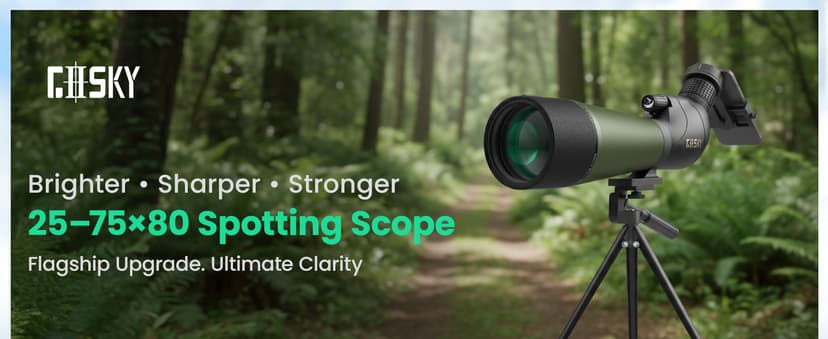 Gosky Flagship 25-75x80 Spotting Scope - Spotting Scopes with Tripod, Carrying Bag and Quick Phone Holder BAK4 Waterproof Spotter Scope for Bird Watching Target Shooting,Upgraded Version
