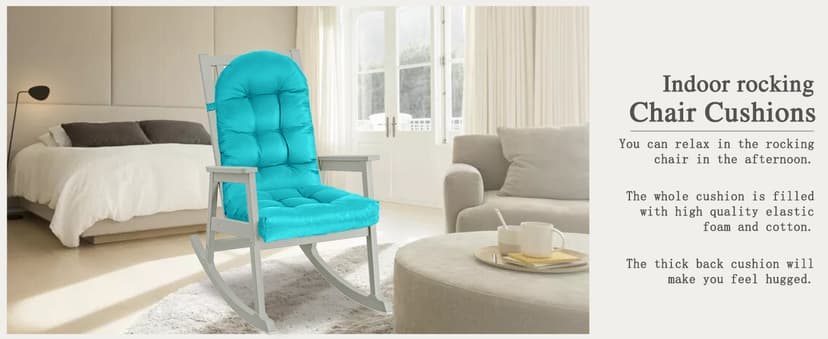 Yddsky Adirondack Chair Cushion, Rocking Cushions 44x19.4x4 inch, High Back Patio Recliner Cushion of Upper and Lower with Ties, Sunscreen and Fade-Resistant Turquoise,2