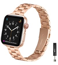 Thin Bands Compatible with Apple Watch 40mm 38mm 41mm 42mm (Series 10 11), Stainless Steel Metal Replacement Adjustable Wristband Strap for iWatch Ultra3/2/1 SE1/2/3 Series 9/8/7/6/5/4/3/2/1 Women